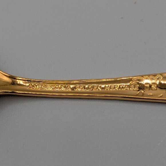 Americana Golden Heritage Flatware Golden Scroll 7 Teaspoons 6" Vintage - Picture 6 of 8